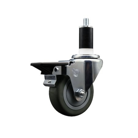 Service Caster 3.5'' Gray Poly Swivel 1-3/8'' Expanding Stem Caster with Brake SCC-EX20S3514-PPUB-PLB-138
